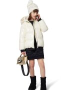 KARL LAGERFELD KIDS Кожени боти от текстил с цип Черен/Сребрист