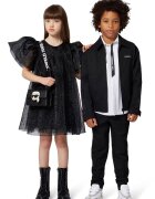 KARL LAGERFELD KIDS Кожени боти с декоративни камъни Черен