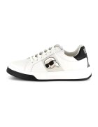 KARL LAGERFELD KIDS Кожени спортни обувки с лого - Слонова кост/Черен
