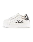 KARL LAGERFELD KIDS Кожени спортни обувки с лого - Слонова кост/Черен