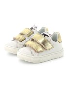 KARL LAGERFELD KIDS Кожени спортни обувки с лого - Златист/Мръснобял