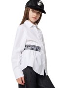 KARL LAGERFELD KIDS Памучна риза с лого - Черен/Бял