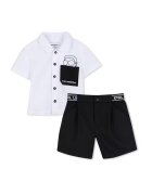 KARL LAGERFELD KIDS Памучна риза с шорти Черен/Бял