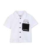 KARL LAGERFELD KIDS Памучна риза с шорти Черен/Бял