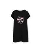 KARL LAGERFELD KIDS Памучна рокля-тениска с графика - Черен/Пастелнорозов