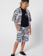 KARL LAGERFELD KIDS Памучна тропическа риза Избеляло черно/Бял