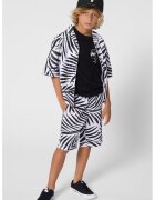 KARL LAGERFELD KIDS Памучна тропическа риза - Избеляло черно/Бял
