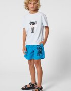 KARL LAGERFELD KIDS Плувни бермуди с лого Пастелносин/Черен