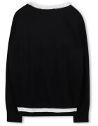 KARL LAGERFELD KIDS Пуловер с овално деколте и лого Черен/Мръснобял