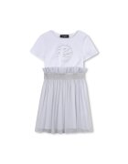 KARL LAGERFELD KIDS Рокля с къси ръкави и лого - Индигово синьо