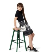 KARL LAGERFELD KIDS Рокля с остра яка - Бял/Черен/Tъмносив