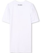 KARL LAGERFELD KIDS Рокля-тениска с овално деколте и декоративни камъни Бял