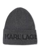 KARL LAGERFELD KIDS Шапка с памук с лого - Черен/Tъмносив