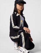 KARL LAGERFELD KIDS Широк спортен панталон с лога встрани Черен