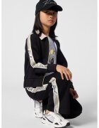 KARL LAGERFELD KIDS Широк спортен панталон с лога встрани - Черен/Бял