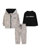 KARL LAGERFELD KIDS Спортен екип с лого и блуза - Черен/Бежов