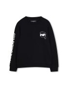 KARL LAGERFELD KIDS Суитшърт с овално деколте и лого - Черен/Бял