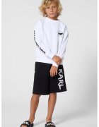 KARL LAGERFELD KIDS Суитшърт с овално деколте и лого - Избеляло черно/Бял