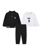KARL LAGERFELD KIDS Суитшърт с цип - блуза и спортен панталон - Бял/Черен
