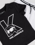 KARL LAGERFELD KIDS Тениска и къс панталон с лого Черен/Бял