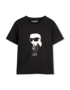 KARL LAGERFELD KIDS Тениска с лого Черен/Бял/Мръснобял