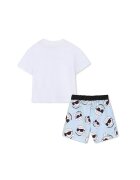 KARL LAGERFELD KIDS Тениска с лого и шорти Пастелносин/Черен