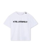 KARL LAGERFELD KIDS Тениска с лого и шорти Пастелносин/Черен