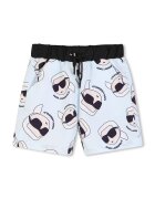 KARL LAGERFELD KIDS Тениска с лого и шорти Пастелносин/Черен