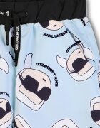 KARL LAGERFELD KIDS Тениска с лого и шорти Пастелносин/Черен