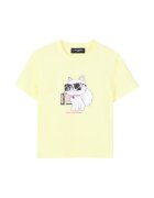 KARL LAGERFELD KIDS Тениска с модал с принт - Бледожълт/Бял