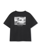 KARL LAGERFELD KIDS Тениска с паднали ръкави и принт Черен/Бял