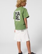 KARL LAGERFELD KIDS Тениска с паднали ръкави и принт Черен/Маслинено зелено