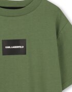 KARL LAGERFELD KIDS Тениска с паднали ръкави и принт Черен/Маслинено зелено