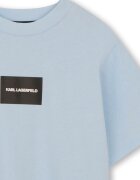 KARL LAGERFELD KIDS Тениска с паднали ръкави и принт Пастелносин/Избеляло черно/Мръснобял