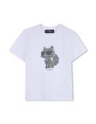 KARL LAGERFELD KIDS Тениска с памук и пайети - Черен/Индигово синьо