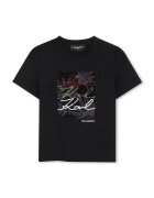 KARL LAGERFELD KIDS Тениска с памук и пайети Червен/Черен/Бял