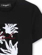 KARL LAGERFELD KIDS Тениска с памук и пайети Червен/Черен/Бял
