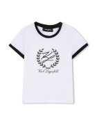 KARL LAGERFELD KIDS Тениска с памук с лого Избеляло черно/Бял