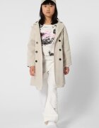 KARL LAGERFELD KIDS Тренч с качулка и плисе Черен/Светло бежово