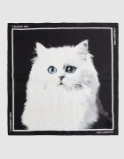 Karl Lagerfeld Копринен шал с принт на Choupette Бял Черен