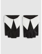 Karl Lagerfeld Кожени ръкавици без пръсти - Бял - Черен - Избеляло черно