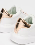 Karl Lagerfeld Кожени спортни обувки с декоративни камъни Бял/Розово златисто