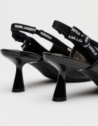 Karl Lagerfeld Лачени кожени обувки с каишка на петата и препаски с токи Черен
