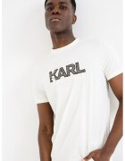 Karl Lagerfeld Памучна тениска с лого - Слонова кост/Кафяв