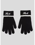 Karl Lagerfeld Ръкавици Signature с бродирано лого - Бял/Черен