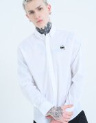Karl Lagerfeld Риза с памук и лого Бял