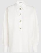 Karl Lagerfeld Свободна риза с бухнали ръкави и метално лого Мръснобял