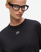 Karl Lagerfeld Тениска от органичен памук с овално деколте Черен