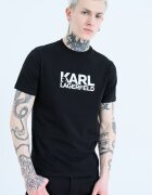 Karl Lagerfeld Тениска с контрастно лого Черен/Тъмносребрист