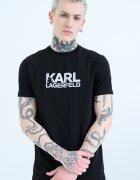 Karl Lagerfeld Тениска с контрастно лого Черен/Тъмносребрист